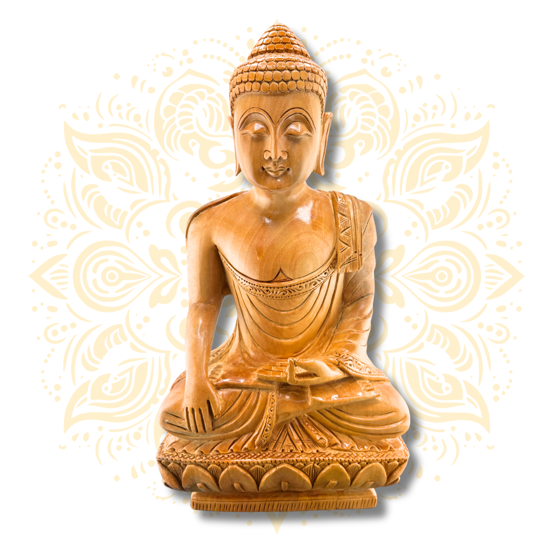 Hand Carved Wooden Buddha Murti – 12” - Matchless Gifts