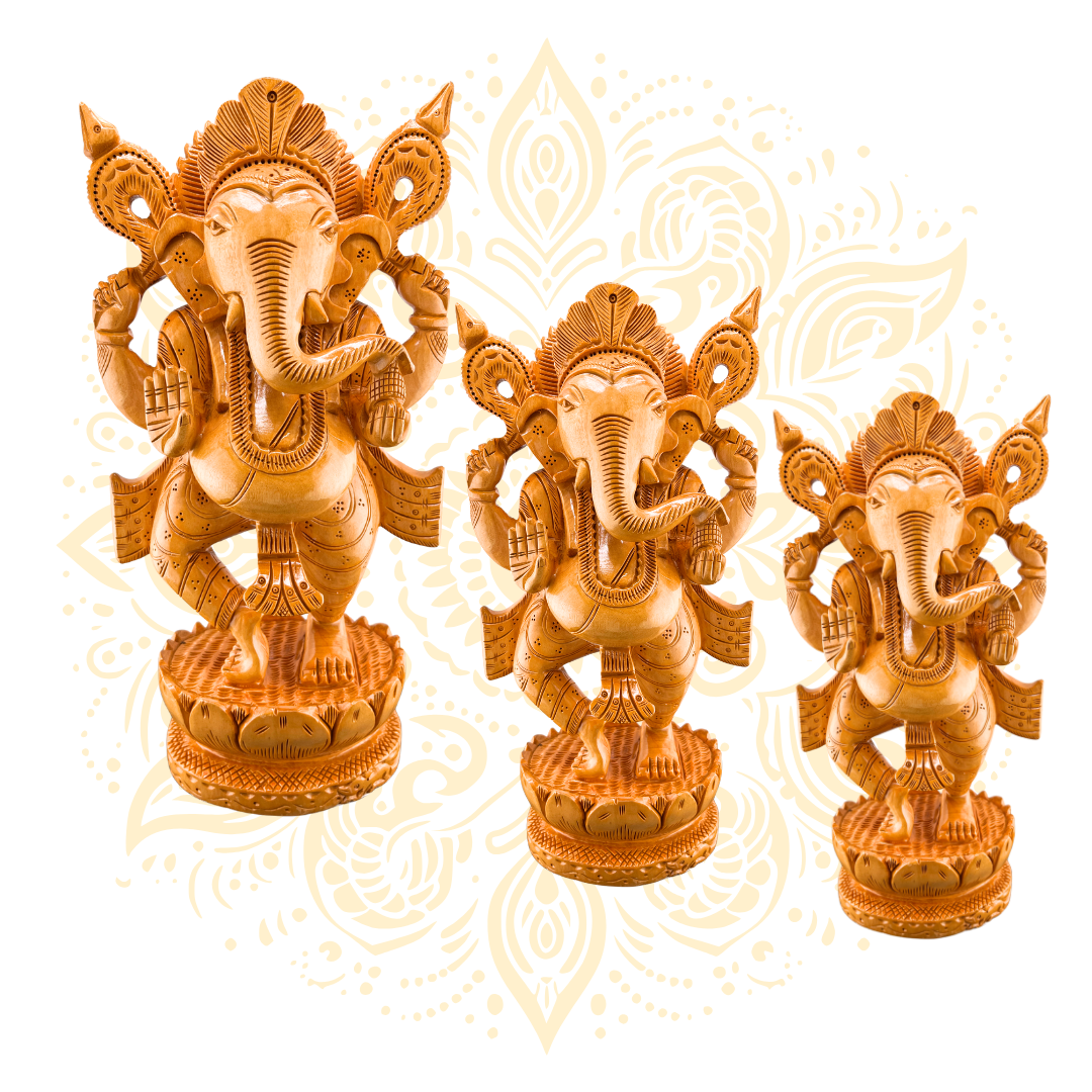 Hand Carved Wooden Dancing Ganesh Statue – Lord Ganesh Nataraja - Matchless Gifts1