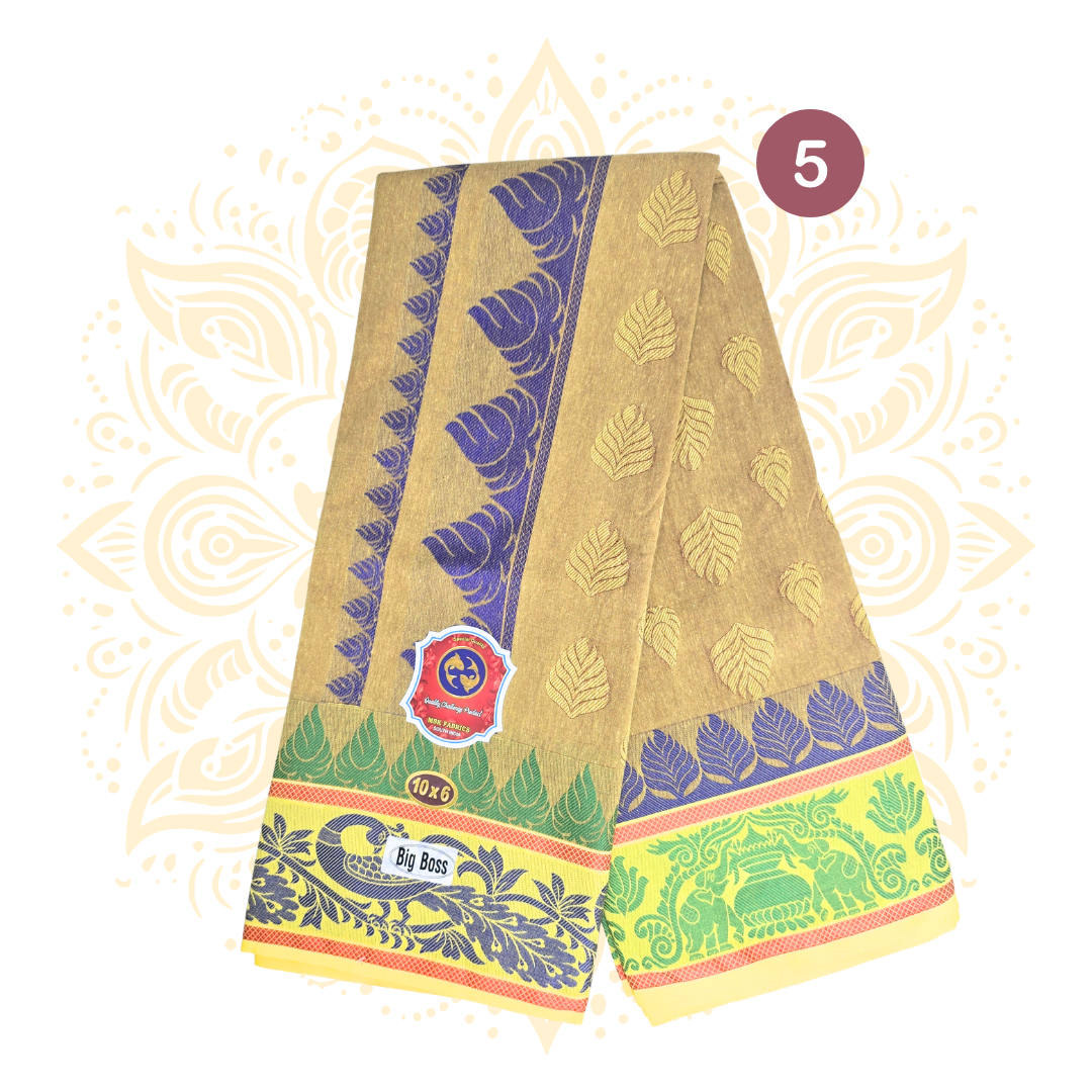 South Indian Colored Cotton Dhoti Set 10 x 6 - Matchless Gifts5