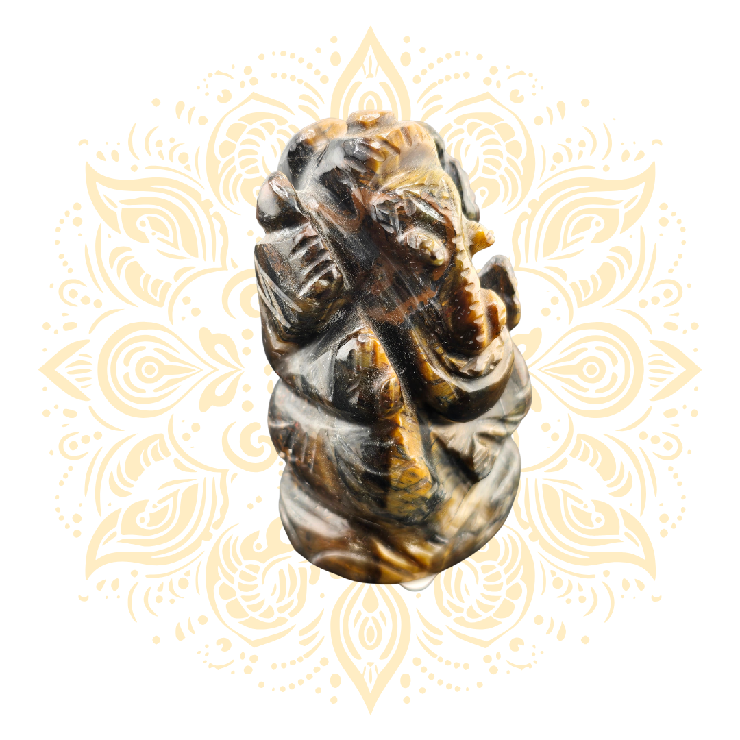 Gemstone Tiger's Eye Ganesh Murti 2" - Matchless Gifts2