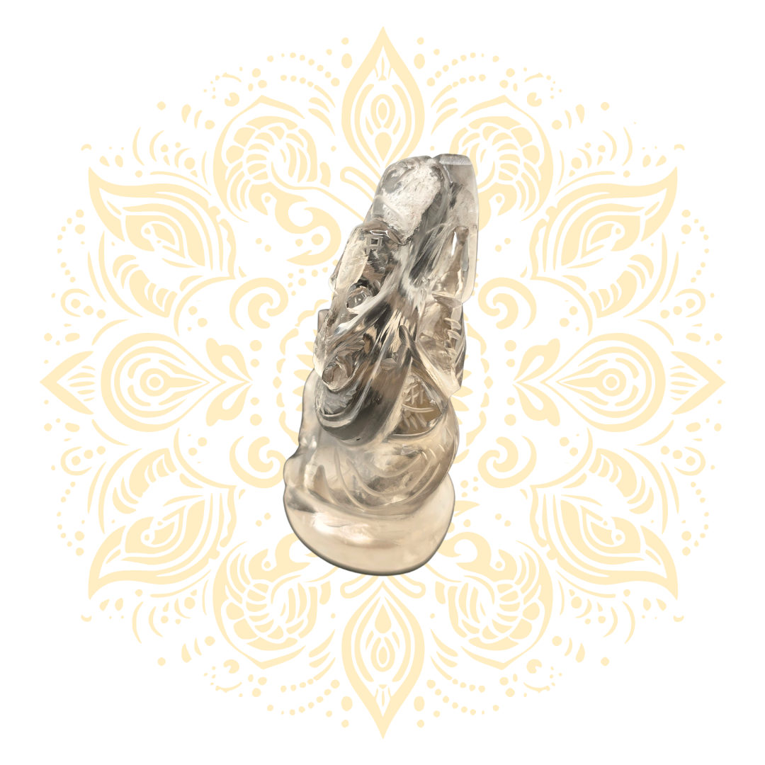 Hand Carved Clear Quartz Ganesh Murti - Matchless Gifts5