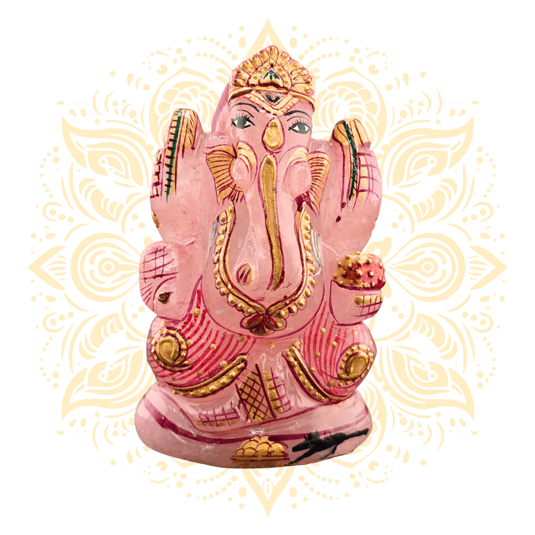 Gemstone Rose Quartz Ganesh - Matchless Gifts