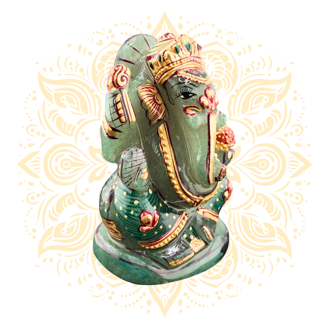 Hand-Carved Green Aventurine Ganesh - Matchless Gifts2