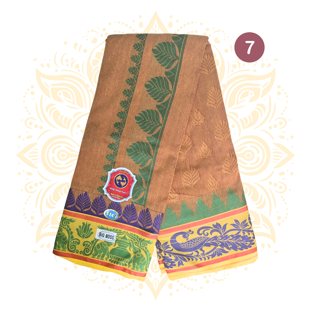 South Indian Colored Cotton Dhoti Set 10 x 6 - Matchless Gifts7