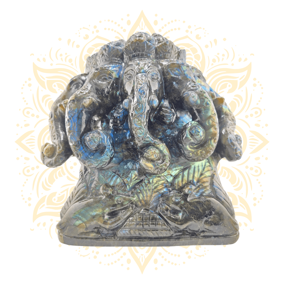 5 - Faced Ganesha Statue in Labradorite Stone - Matchless Gifts