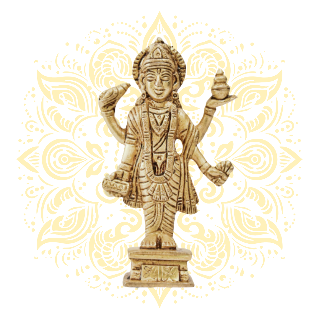 Lord Dhanvantari 4.5" Brass Murti