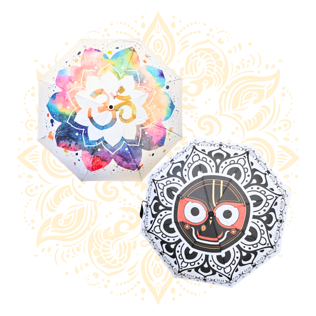 Foldable Travel Umbrella with Lord Jagannath or Om Design - Matchless Gifts1
