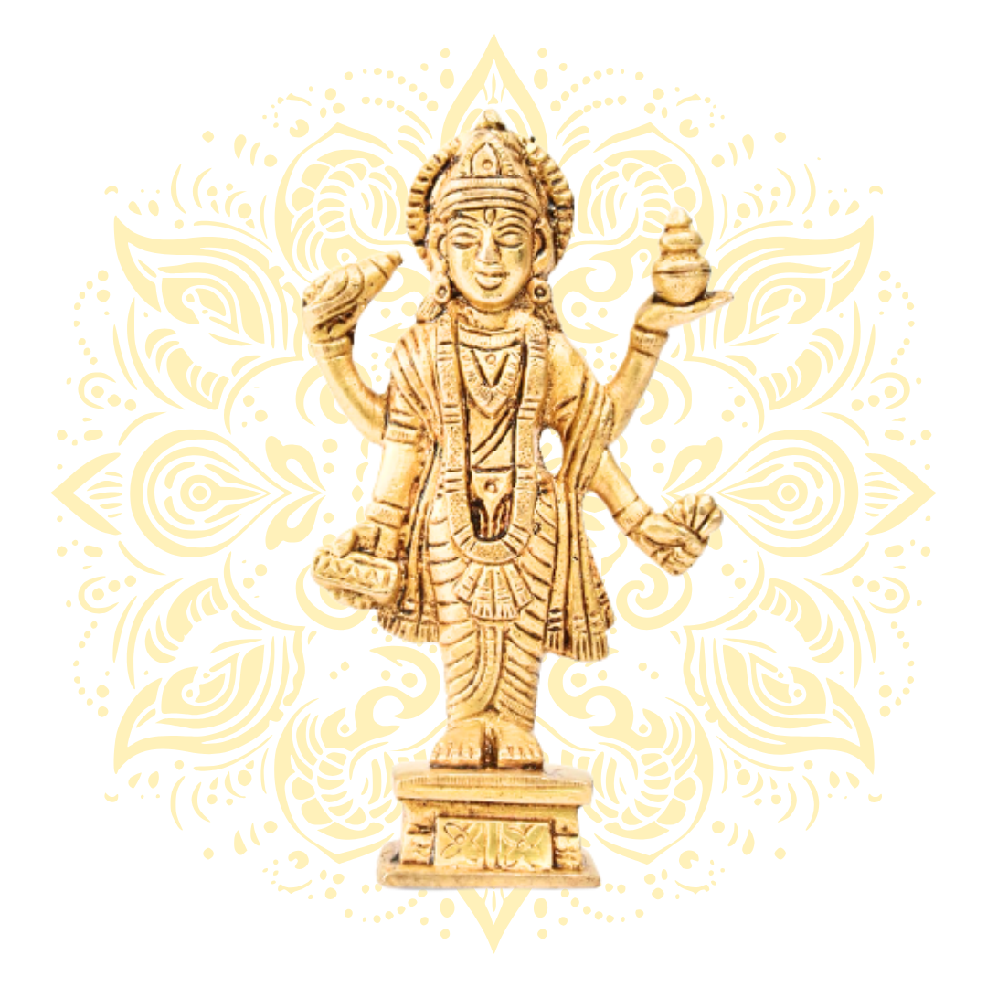Lord Dhanvantari 4.5" Brass Murti