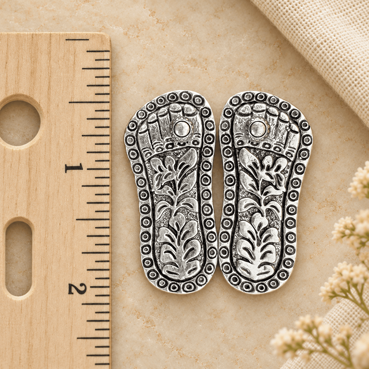 925 Sterling Silver Charan Paduka - 3 Sizes - Matchless Gifts
