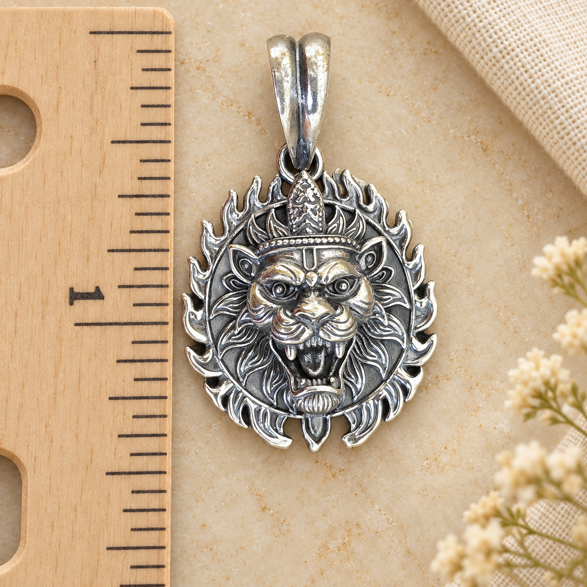 925 Sterling Silver Ugra Narasimha Pendant