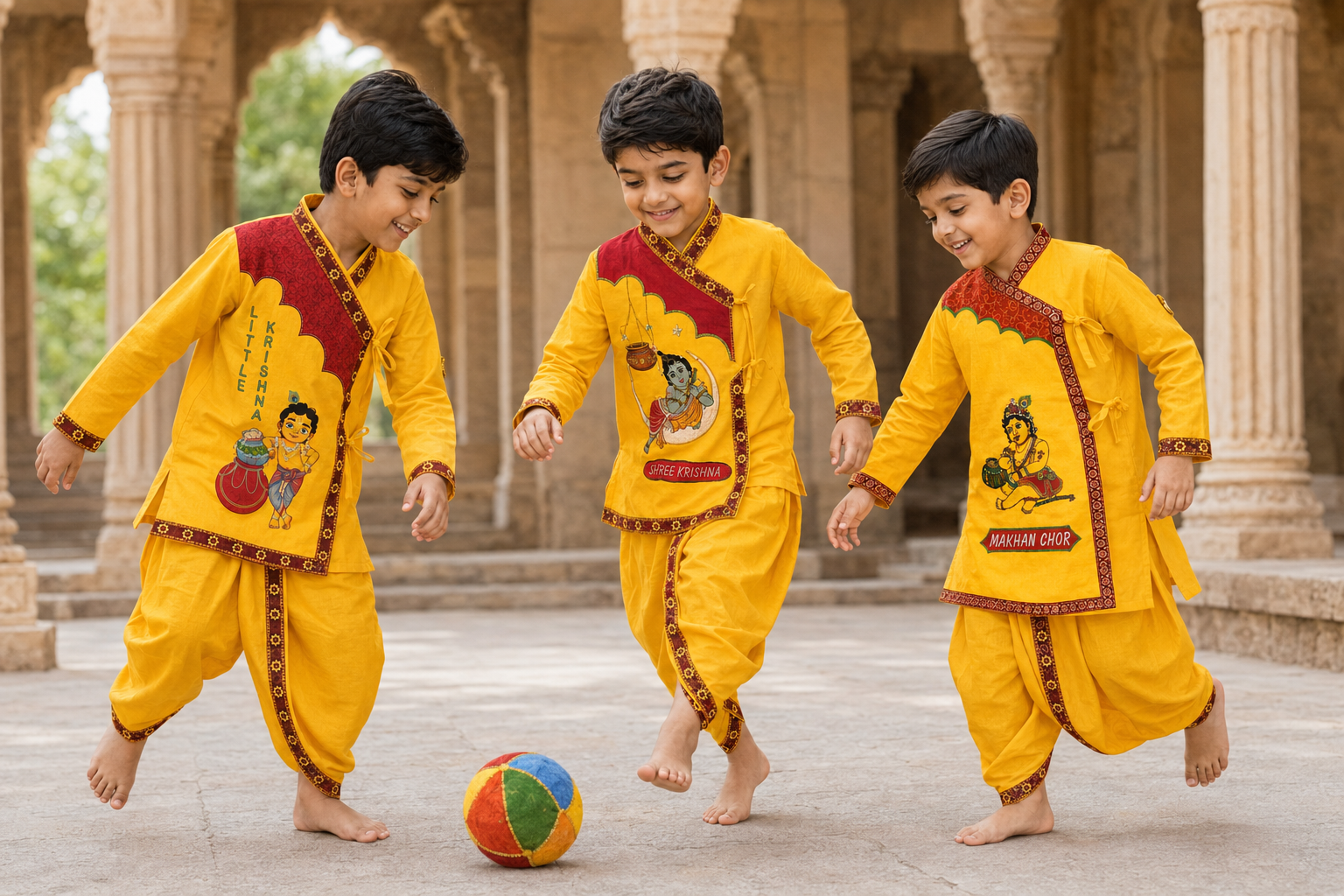 Kids Krishna Kurta Dhoti Set, 100% Cotton