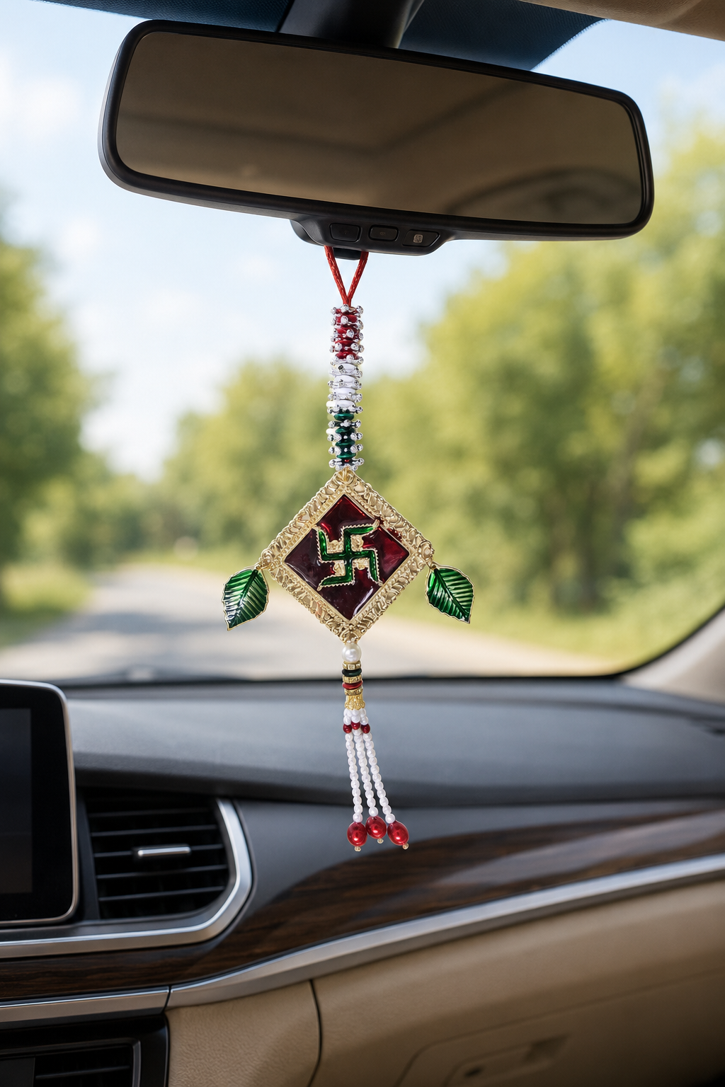 Auspicious Metal Car Hanger, Swastik or Laabh - Matchless Gifts33