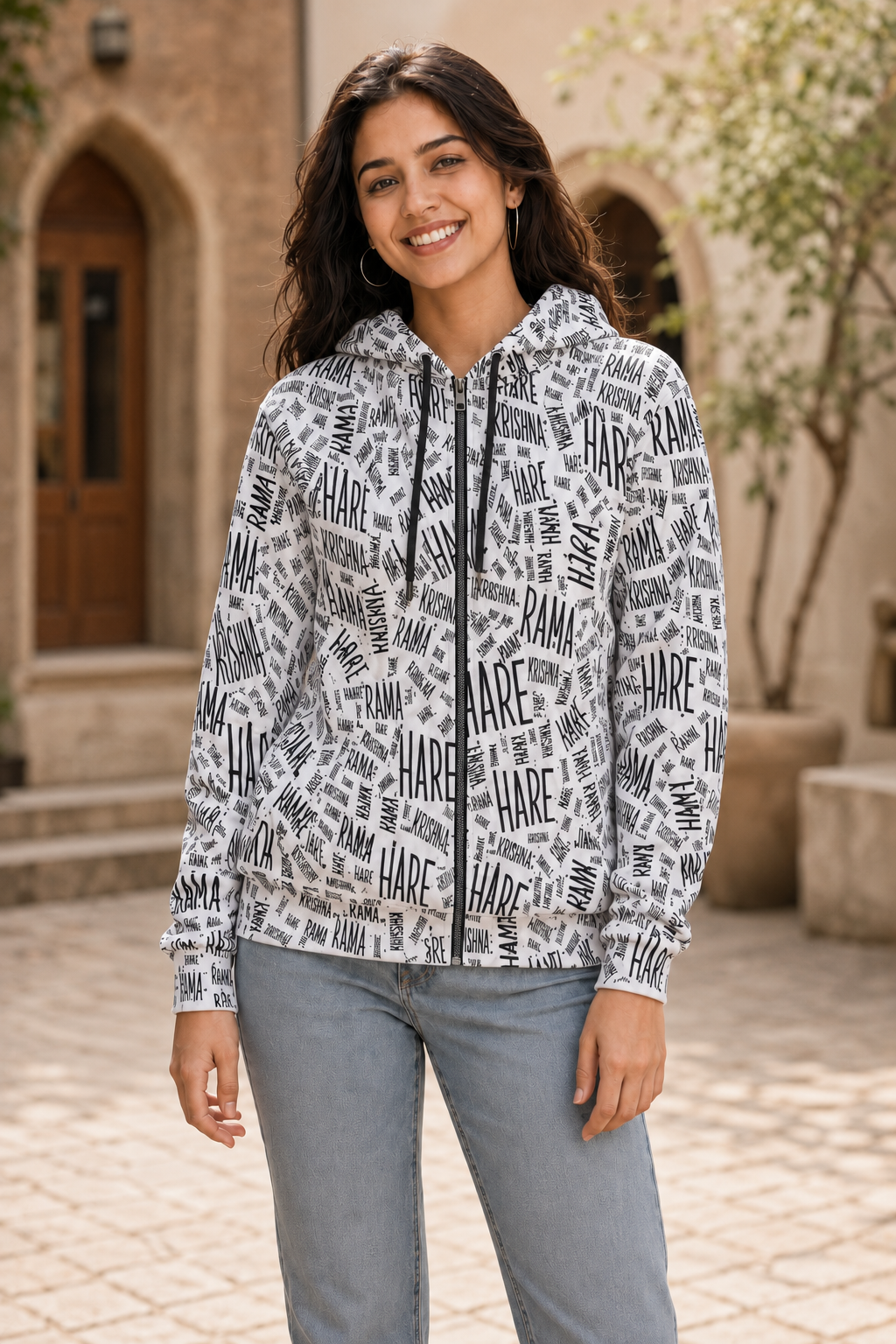 Unisex Mantra Print Full-Zip Hoodie