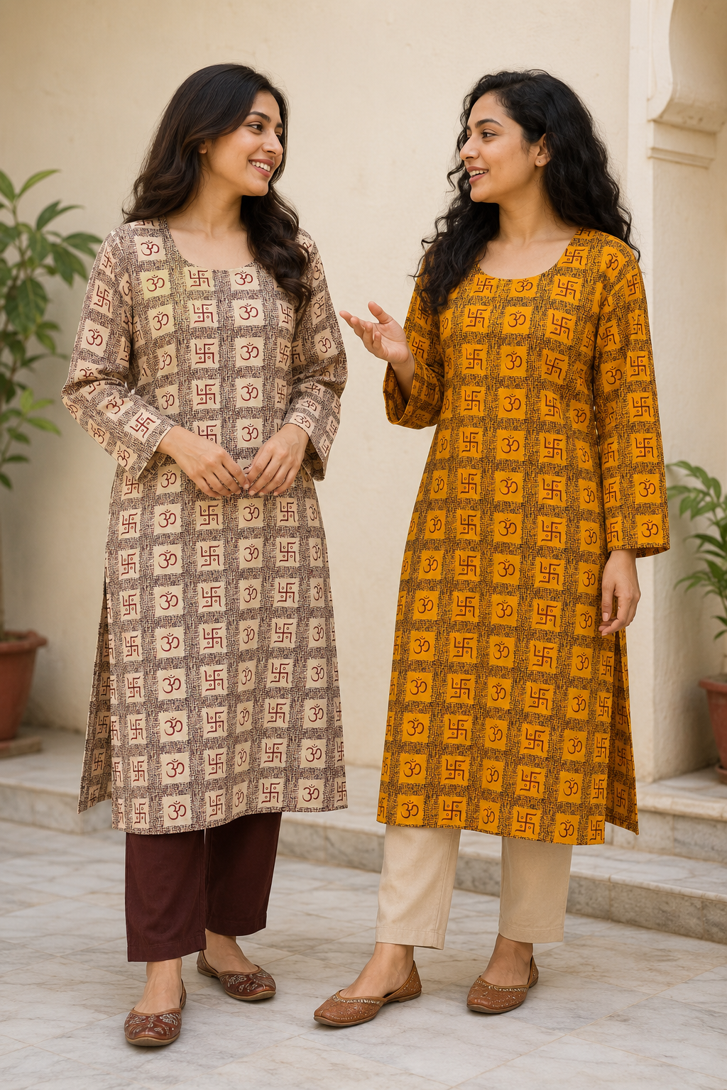 Women’s Long Cotton Om Kurti | 2 Colors
