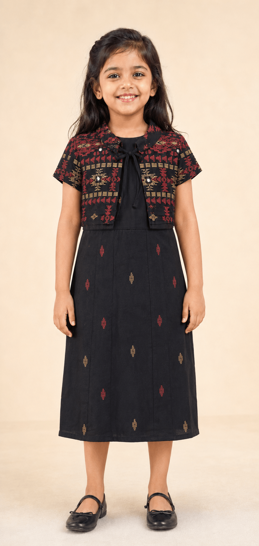 Girls’ Cotton Dress w/ Cropped Jacket - Matchless Gifts