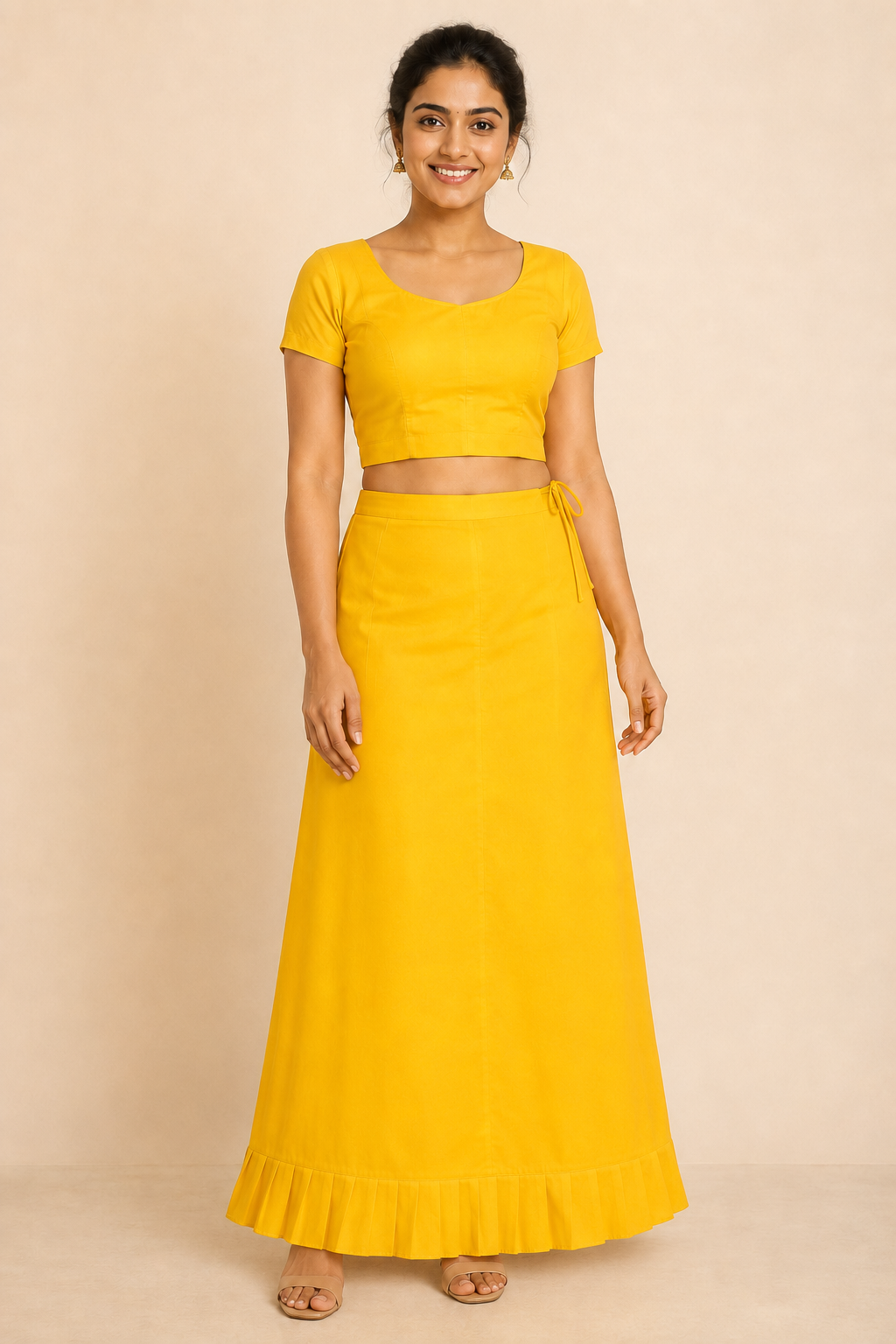 100% Cotton A-Line Saree Petticoat w/ Ruffle