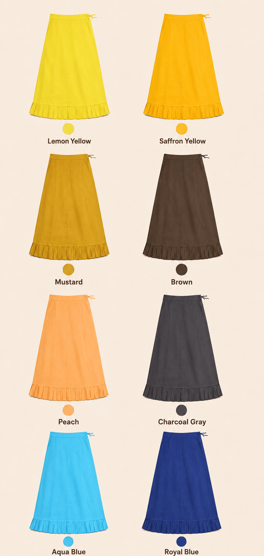Women's 100% Cotton A-Line Saree Petticoat w/ 2.5" Ruffle | Assorted Colors - Matchless Gifts3