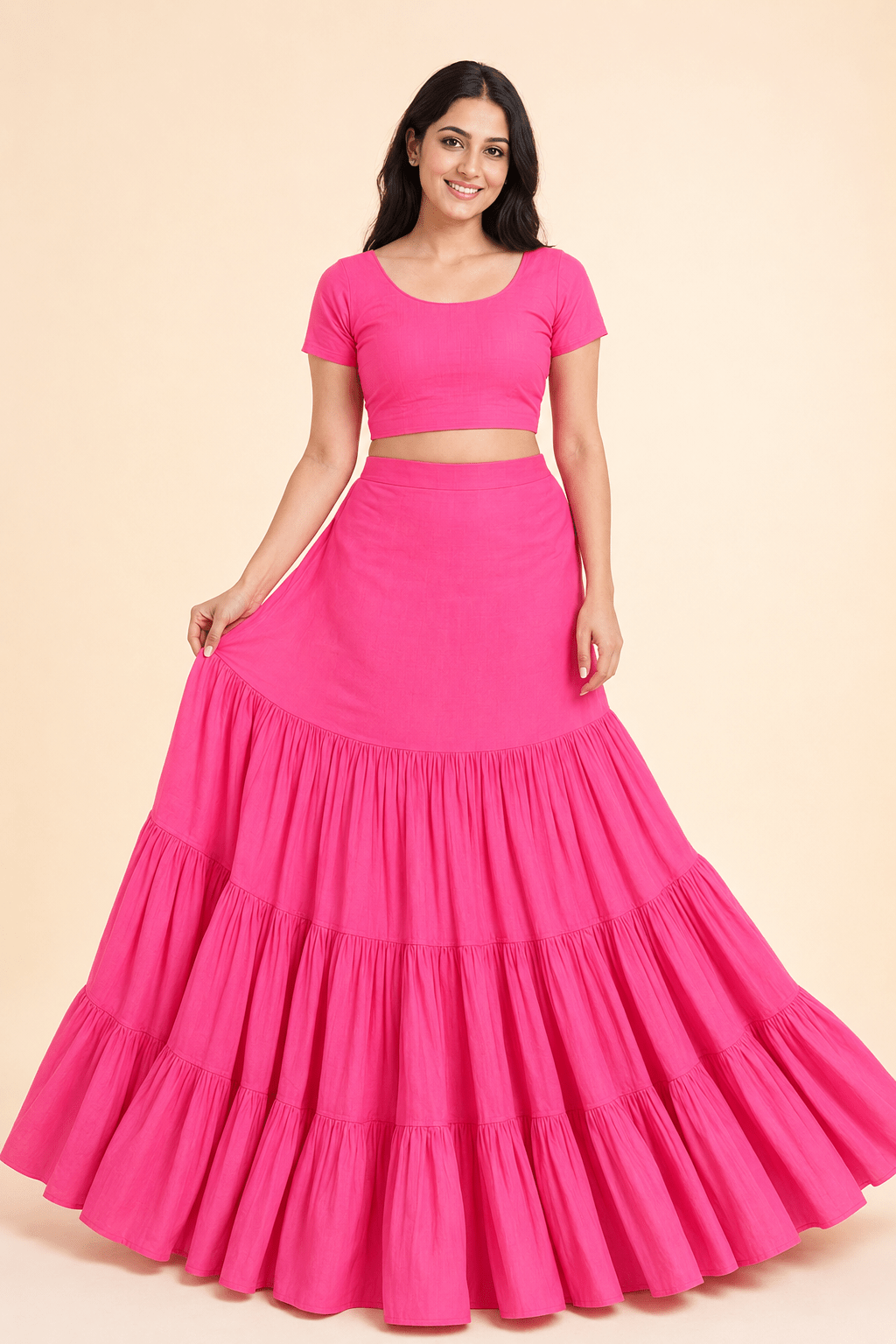 100% Cotton 3-Tier Saree Petticoat | 8-Meter Sweep - Matchless Gifts1