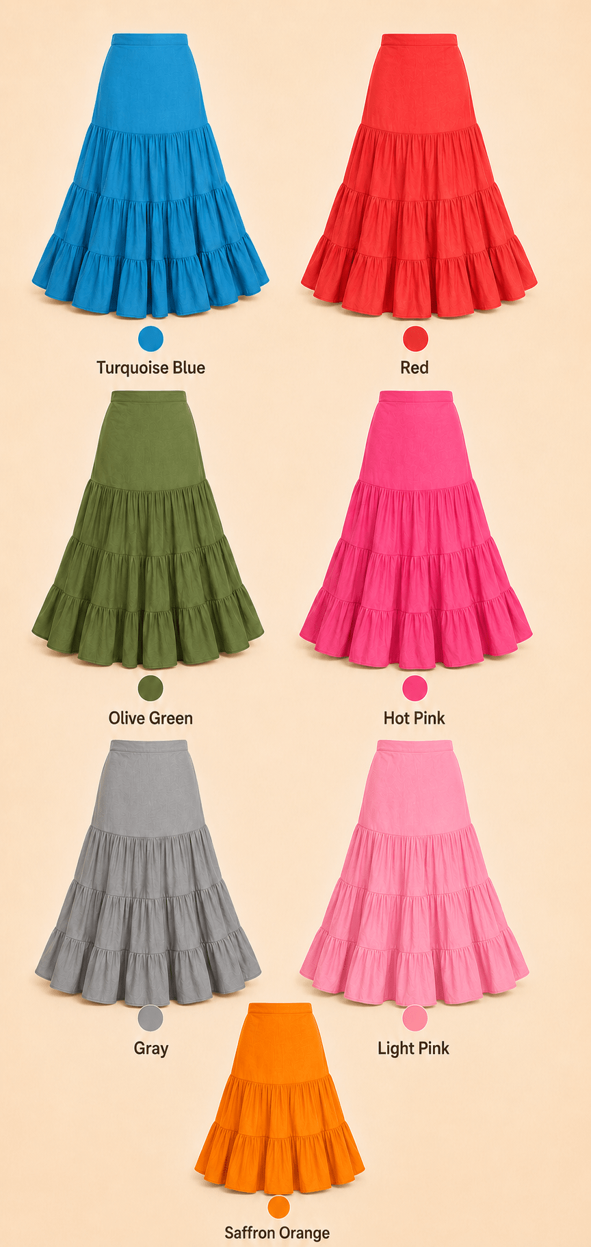 100% Cotton 3-Tier Saree Petticoat | 8-Meter Sweep - Matchless Gifts2