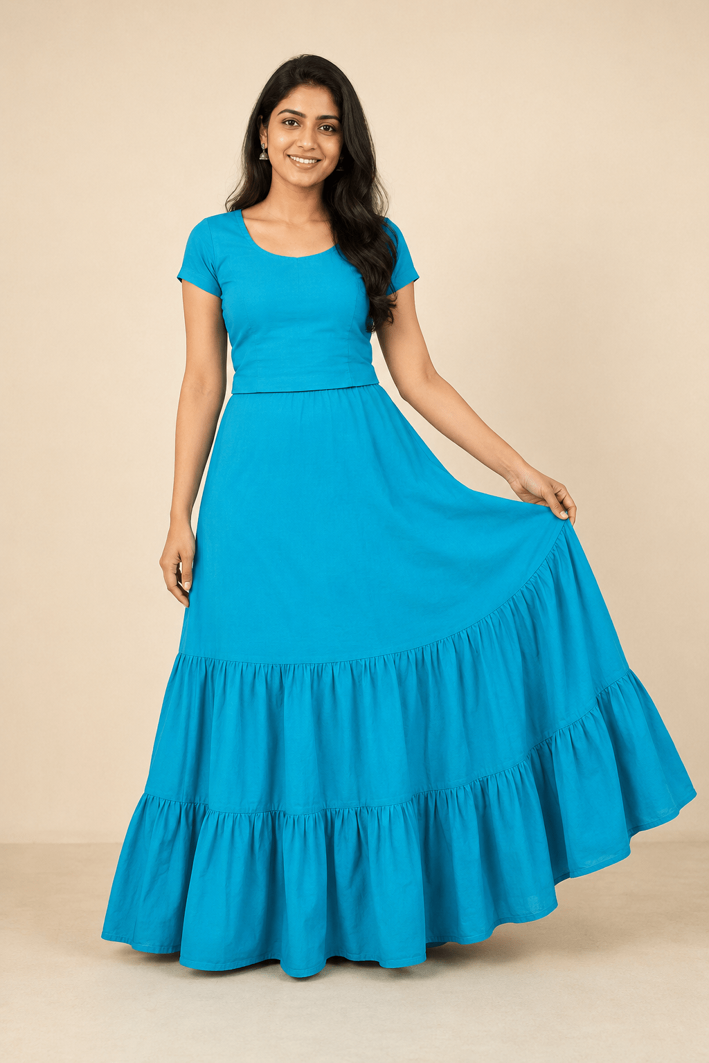 100% Cotton 2-Tier Saree Petticoat | 5-Meter Sweep - Matchless Gifts1