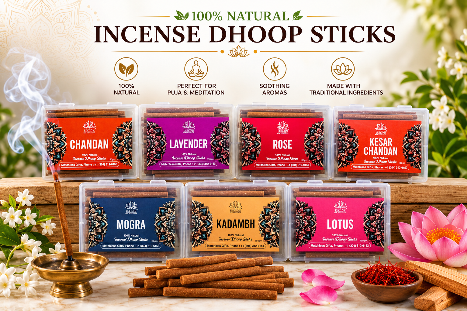Natural Incense Dhoop Sticks Variety Pack