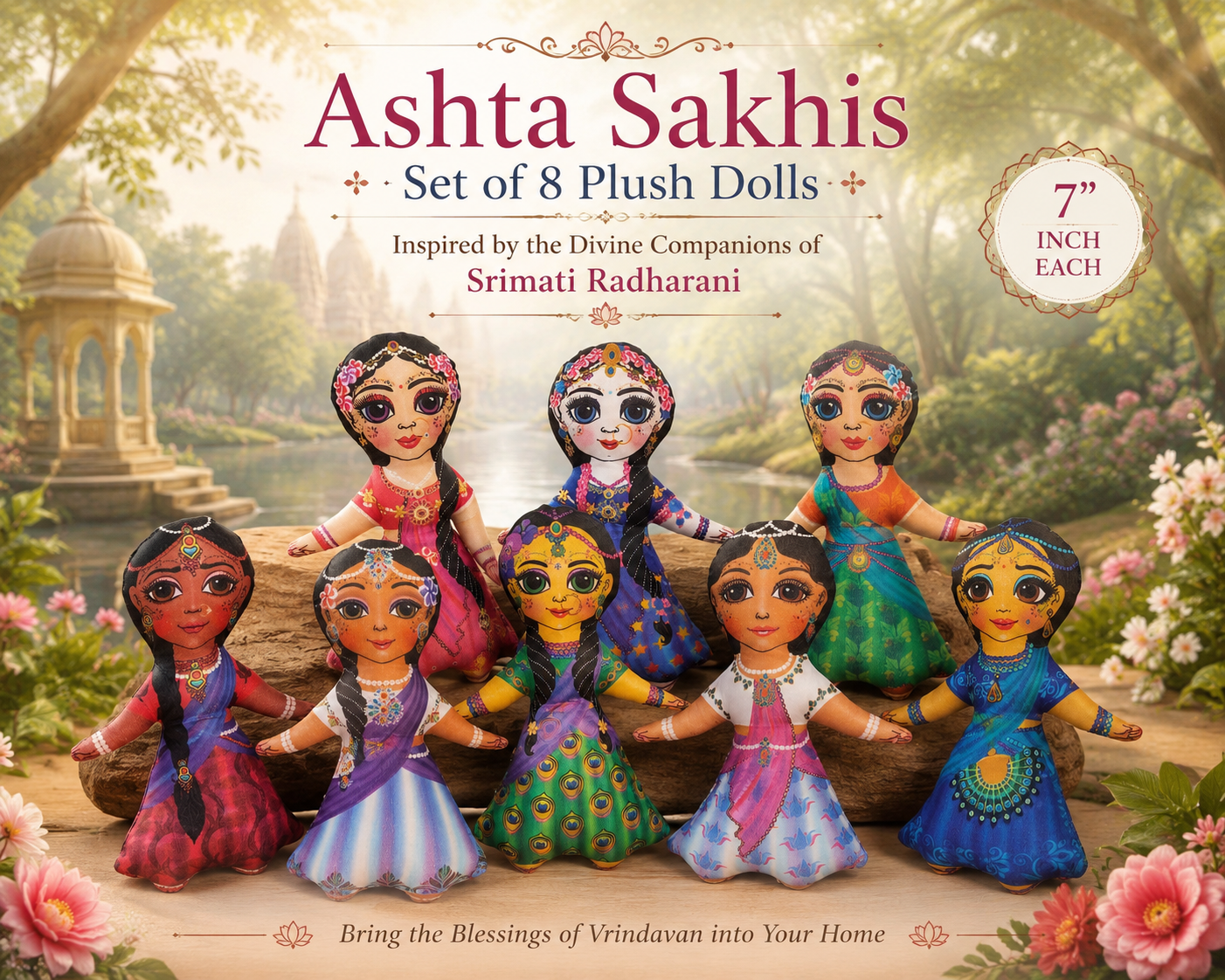 Ashta Sakhis Plush Doll Set 7" - Matchless Gifts2
