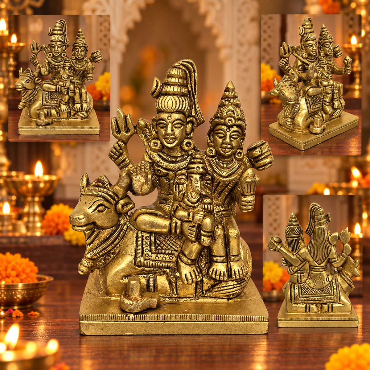 Brass Shiva Family 4"