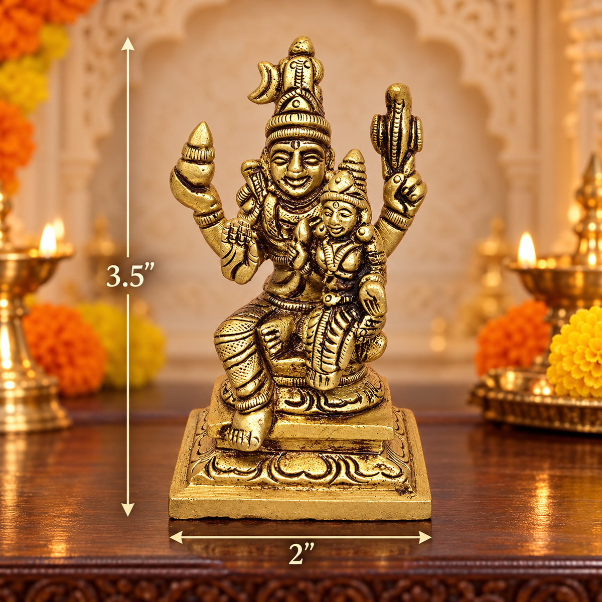 Brass Shiva Parvati 3.5"
