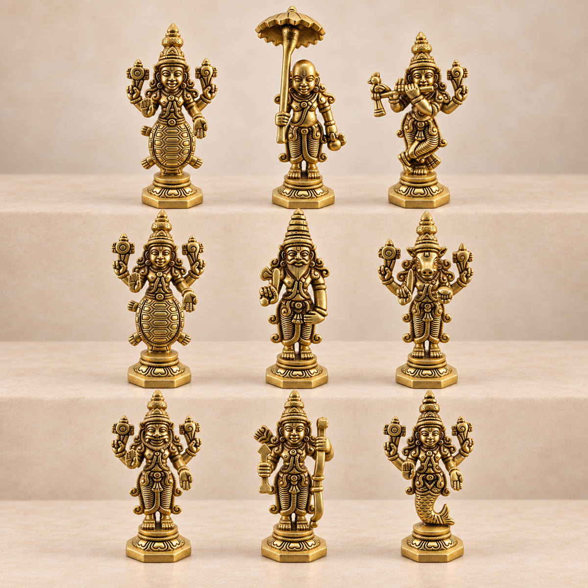 Brass Dashavatara of Vishnu Murti 4" – Choose Your Avatar