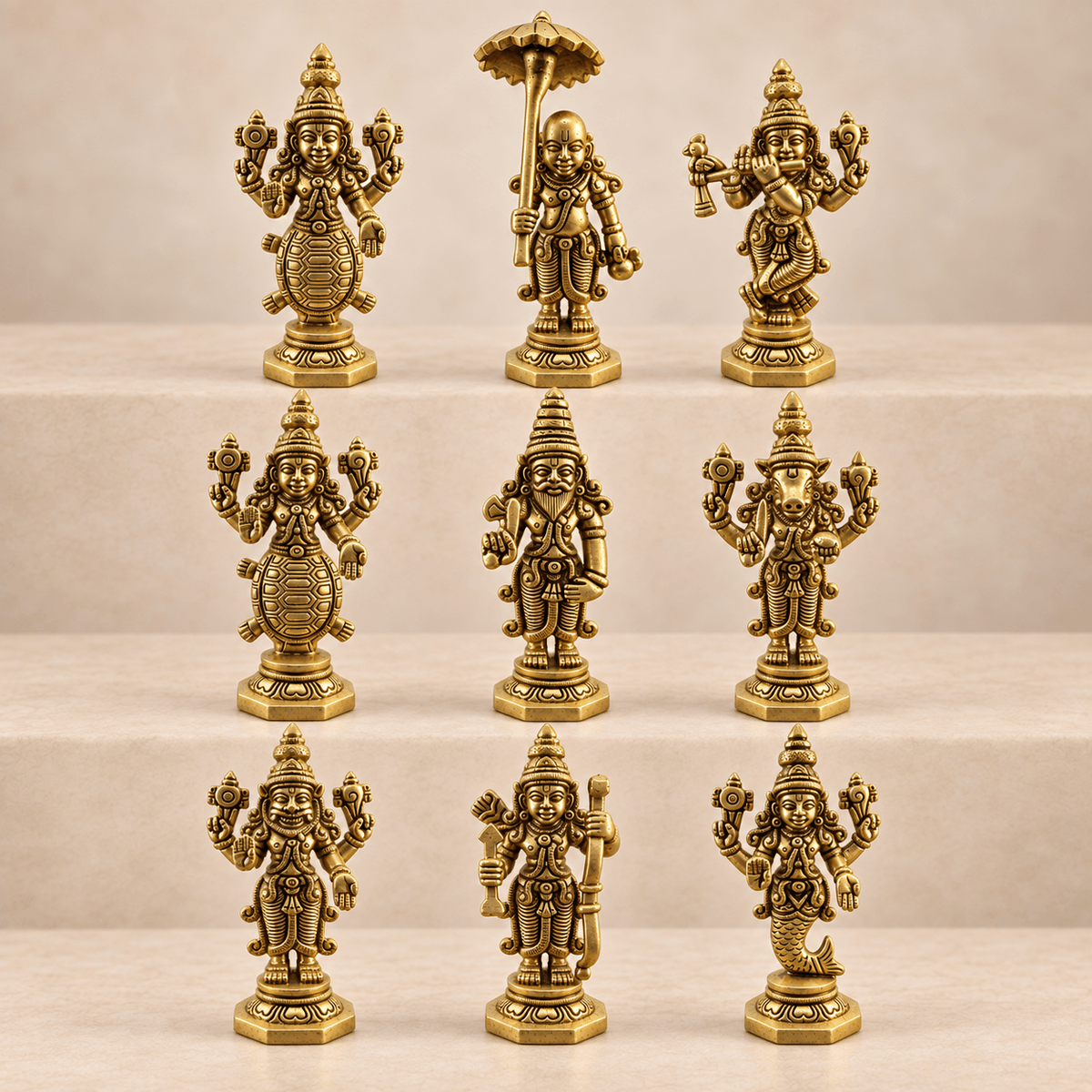 Brass Dashavatara of Vishnu Murti 4" – Choose Your Avatar - Matchless Gifts