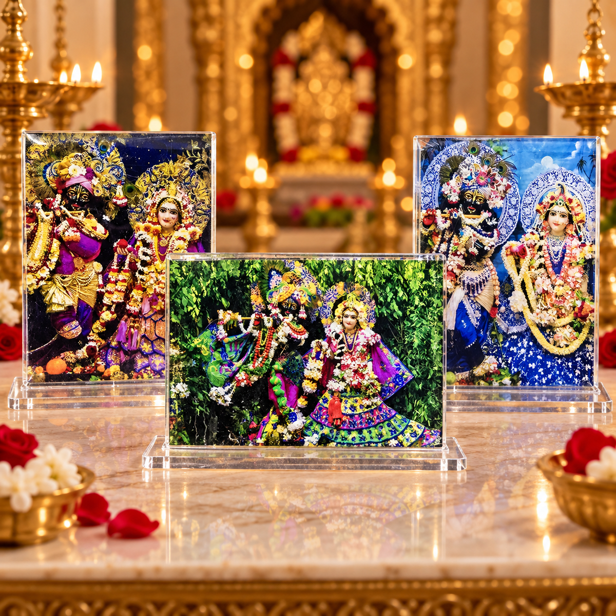Acrylic Sri Radha Shyamsundar Photo Stand – Choose Your Size