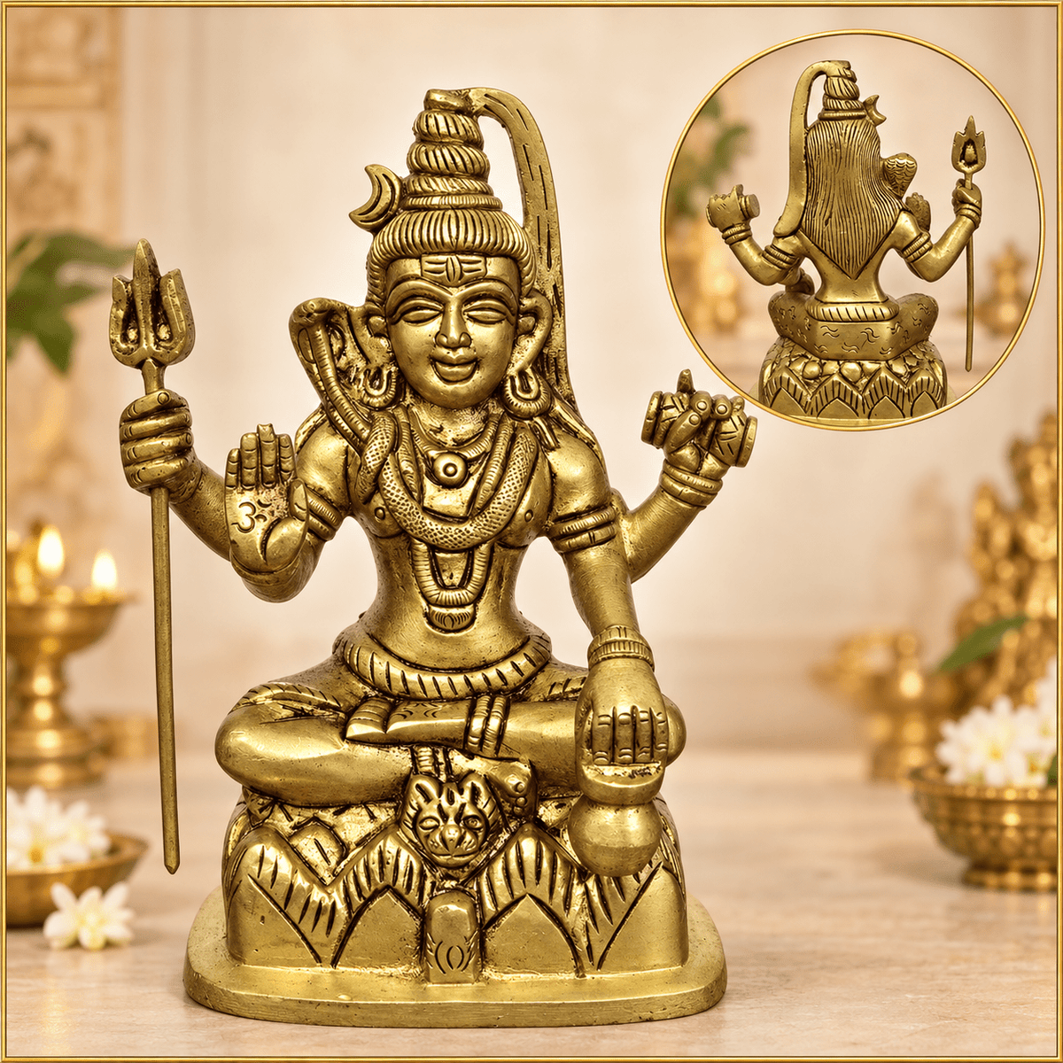 Brass Shiva Lotus Murti 6" - Matchless Gifts