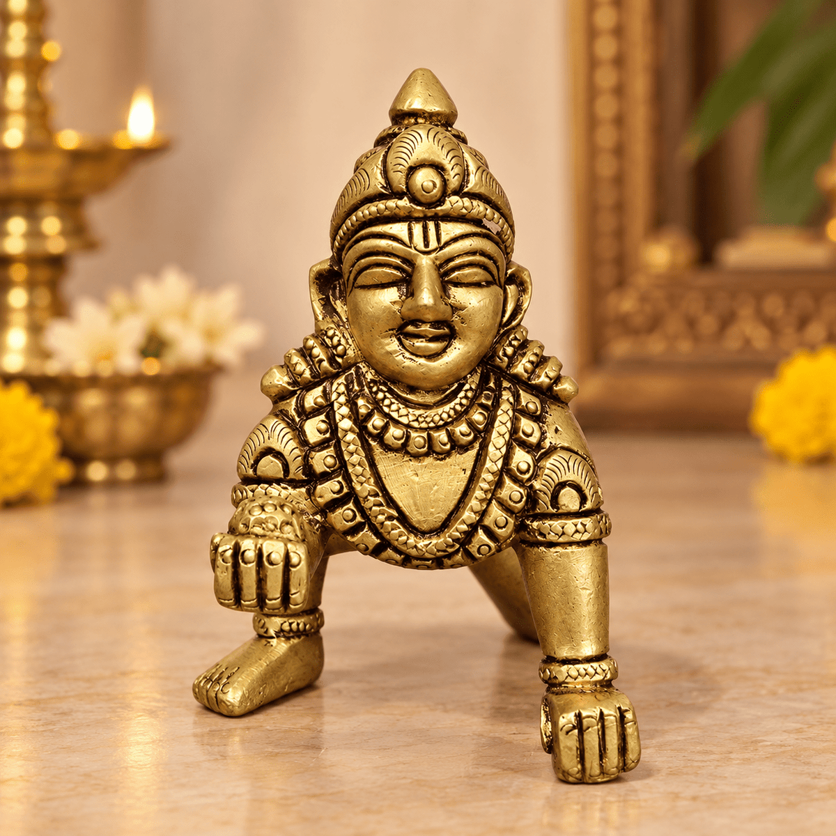 Brass Ladu Gopal Murti 4.5" - Matchless Gifts