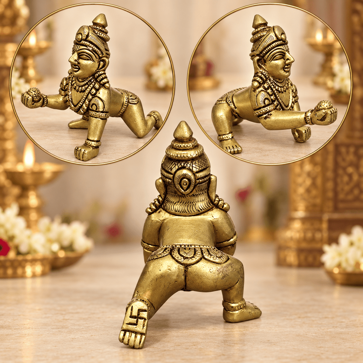 Brass Ladu Gopal Murti 4.5" - Matchless Gifts