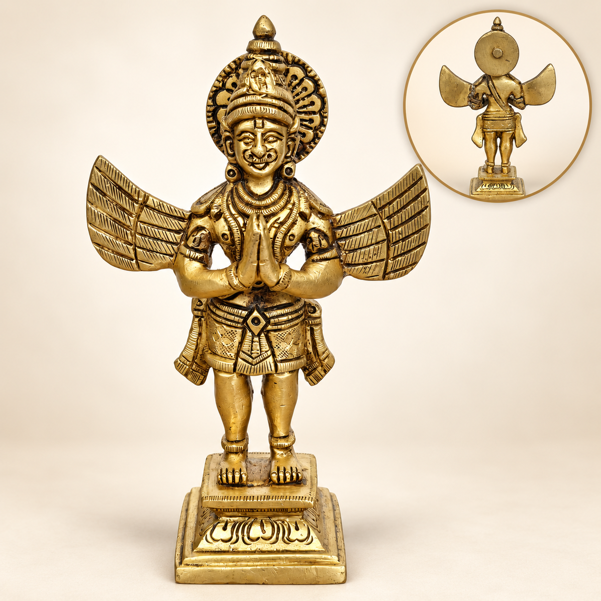 Brass Standing Garuda in Namaskara – 4" & 5.5"