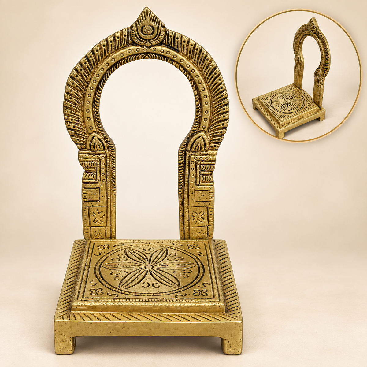 Brass Sinhasana with Prabhavali Arch – 6.5"