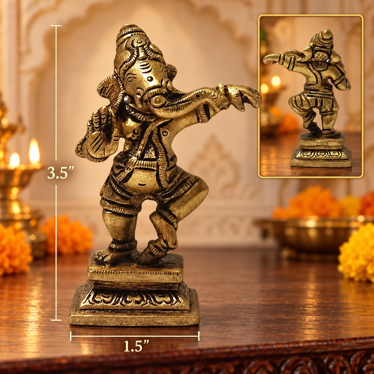 Brass Dancing Ganesh 3.5"