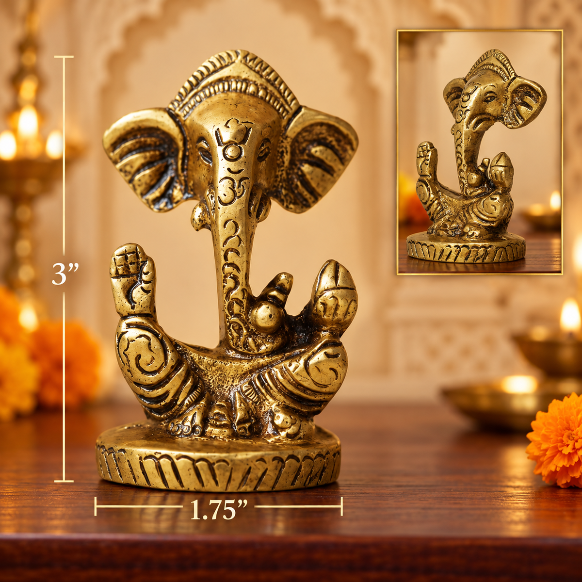 Brass Ganesh Bodyless 3"