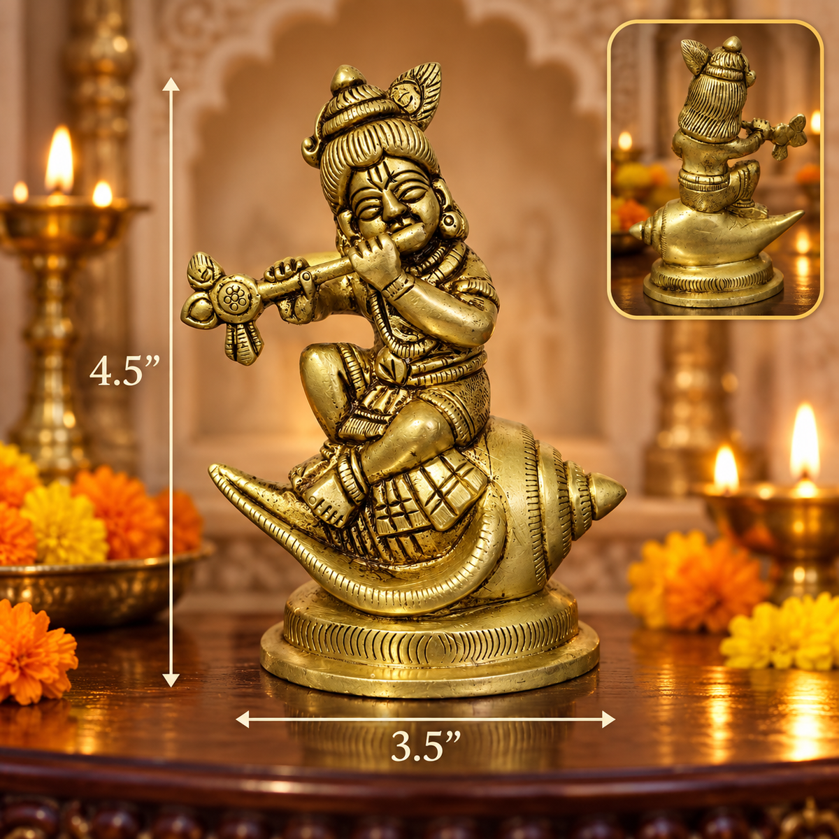 Brass Shank Krishna 4.5"