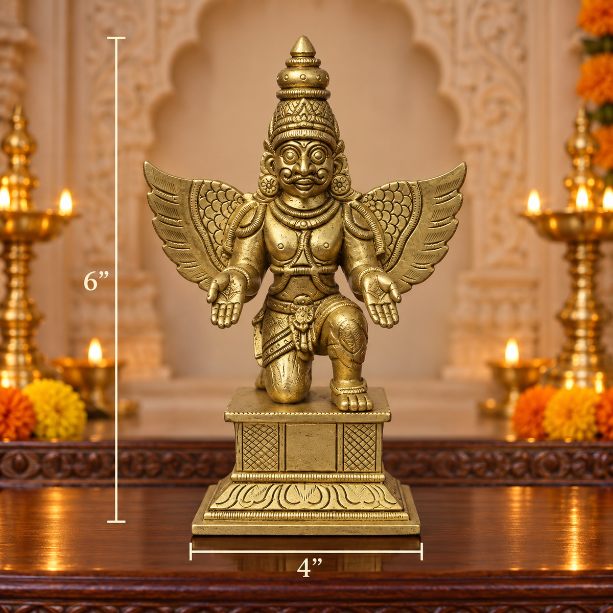 Brass Kneeling Garuda 6"