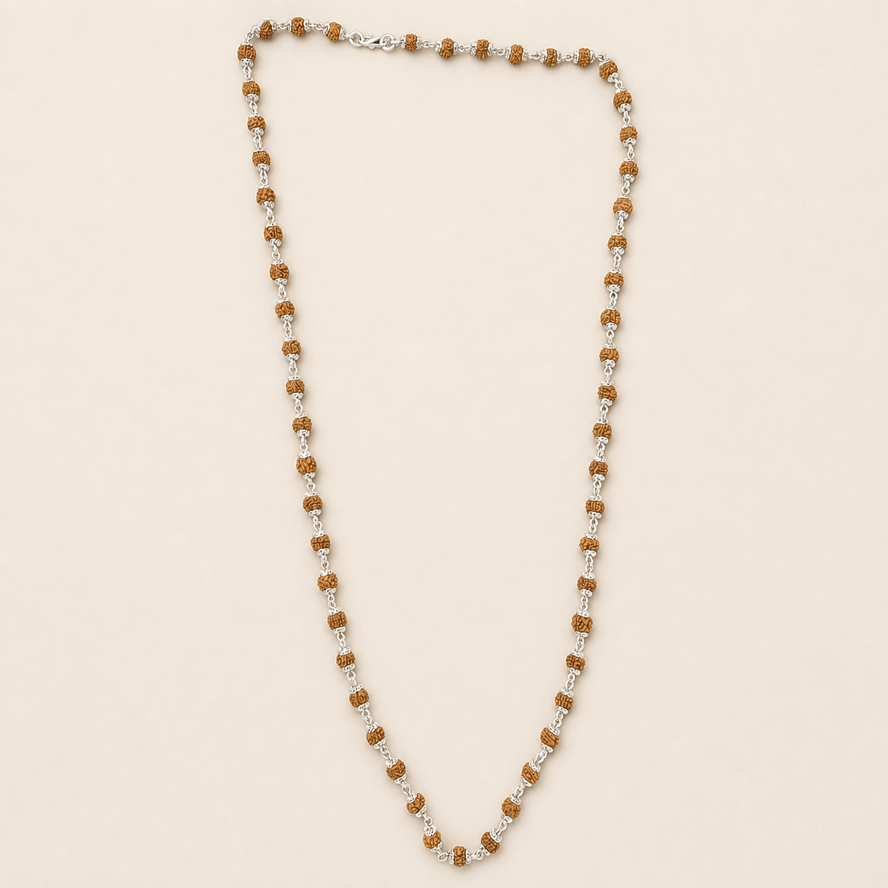925 Sterling Silver Rudraksha Bead Necklace 24" | 4mm Beads