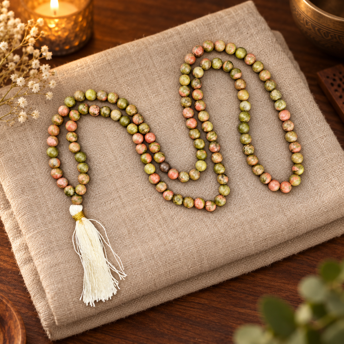 Natural Stone Japa Mala w/ 108 Beads 16"