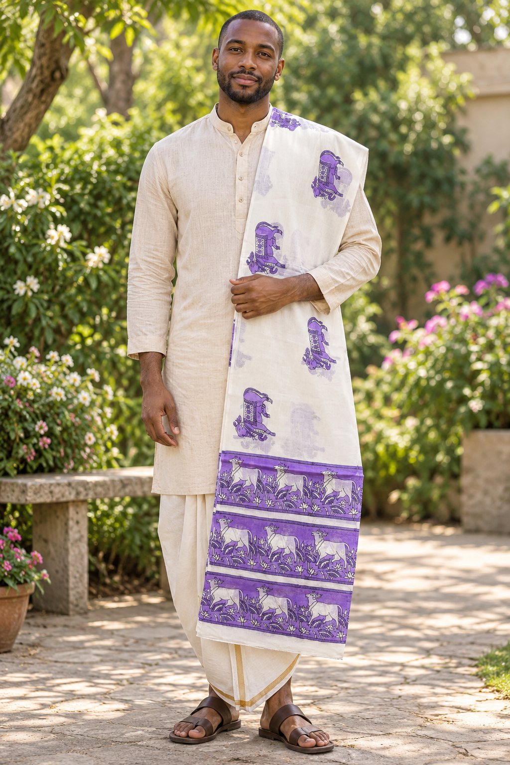 Govardhana Surabhi Cows - Cotton Chadar