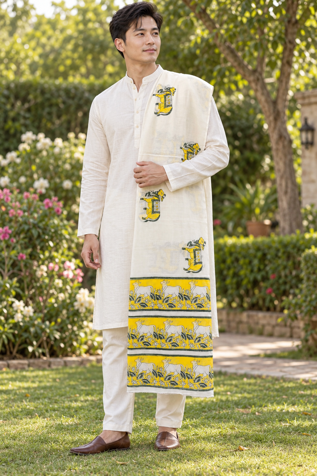 Govardhana Surabhi Cows - Cotton Chadar