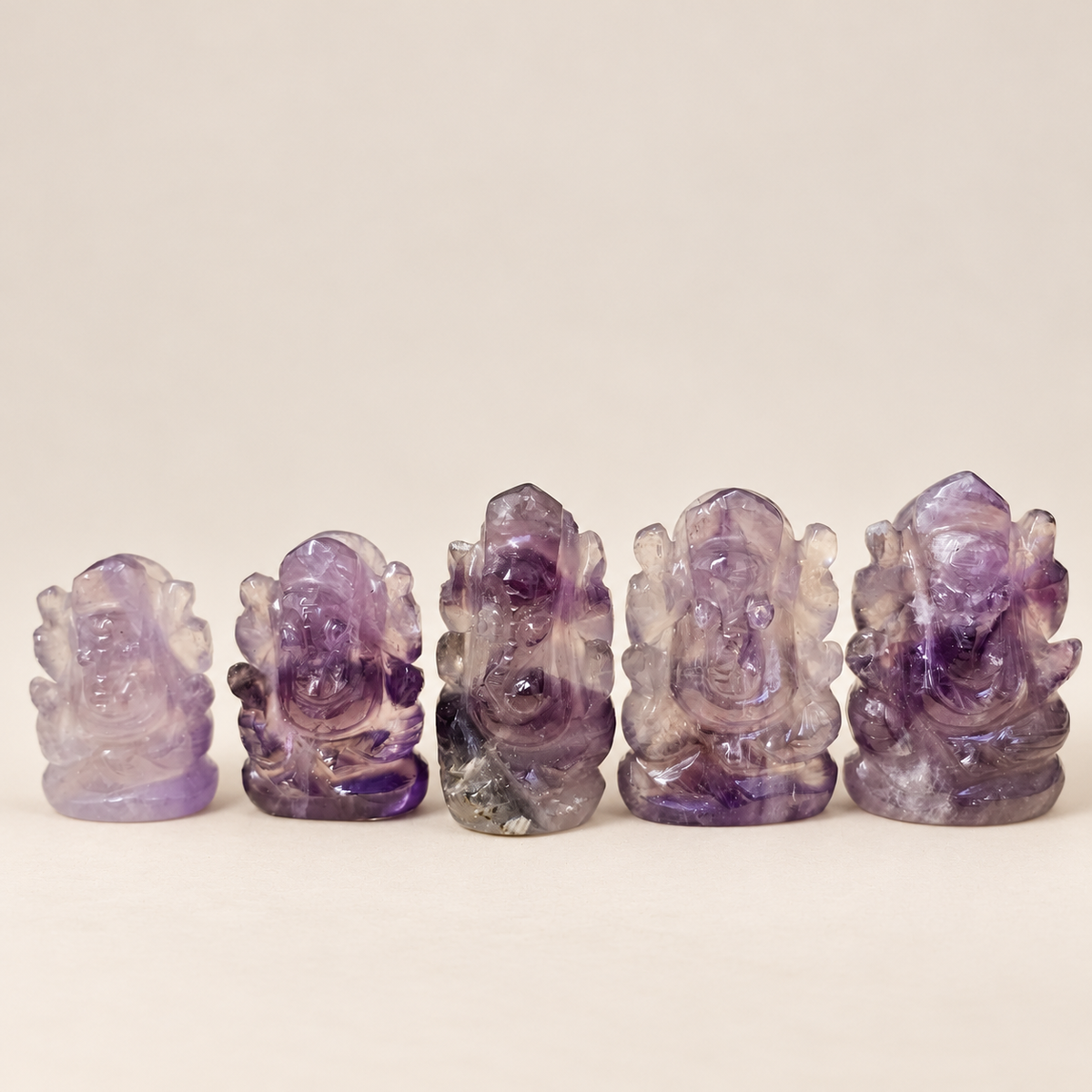 Hand Carved Amethyst Pocket Ganesh - Choose your size