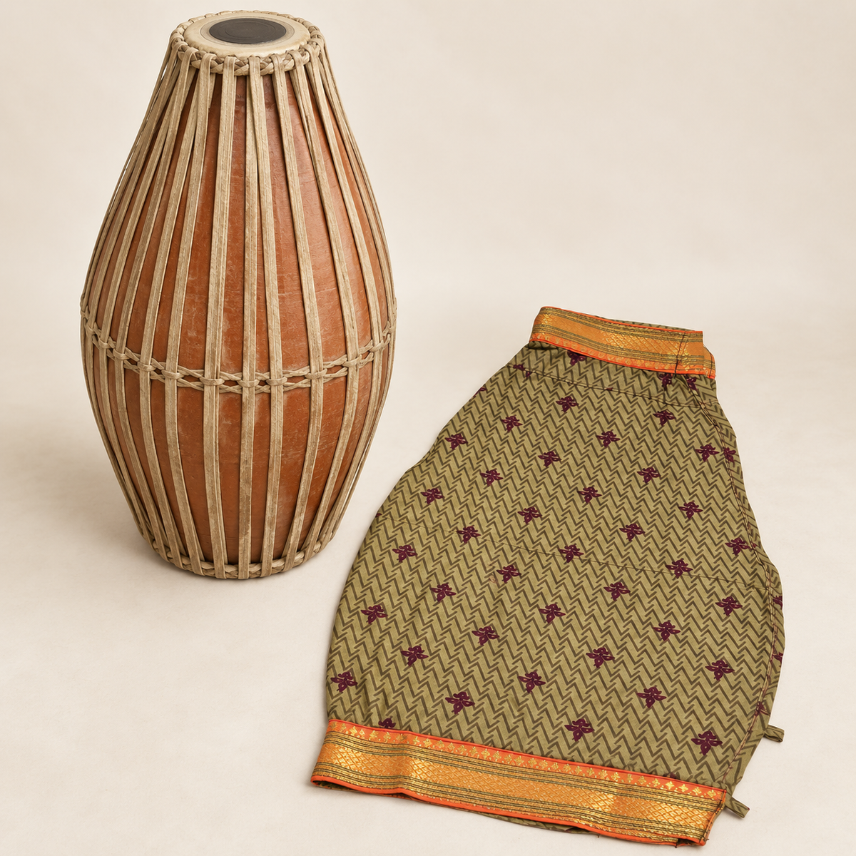 Patterned Mridanga Cover – 21" | Fits All Adult Clay Mridangas