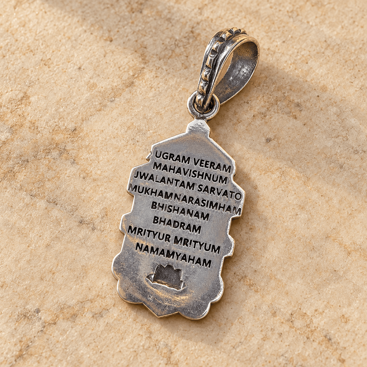 925 Sterling Silver Lord Narasimha Ugram Veeram Mantra Pendant - Matchless Gifts