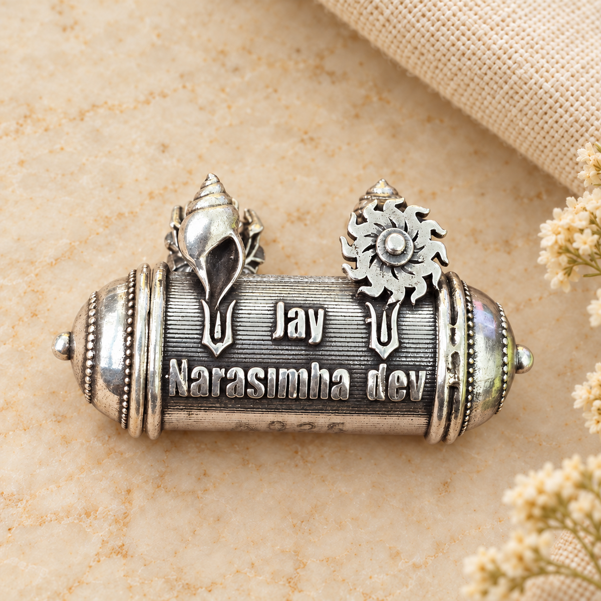925 Sterling Silver Jay Narasimha Dev Kavach – Two Sizes