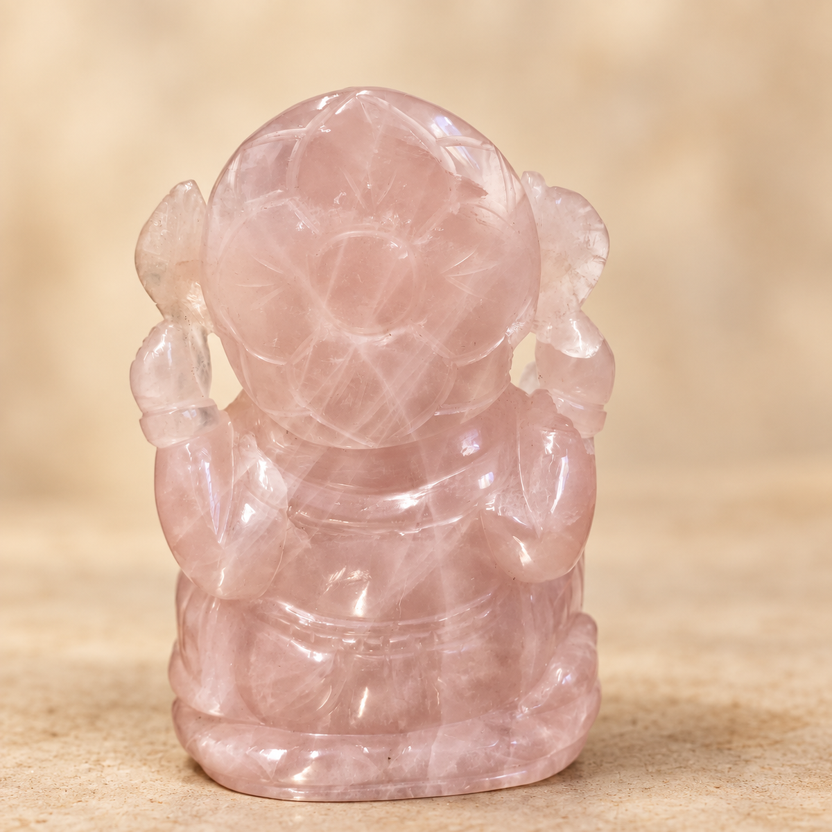 Hand-Carved Natural Rose Quartz Ganesh Murti – 5 and 5.5"