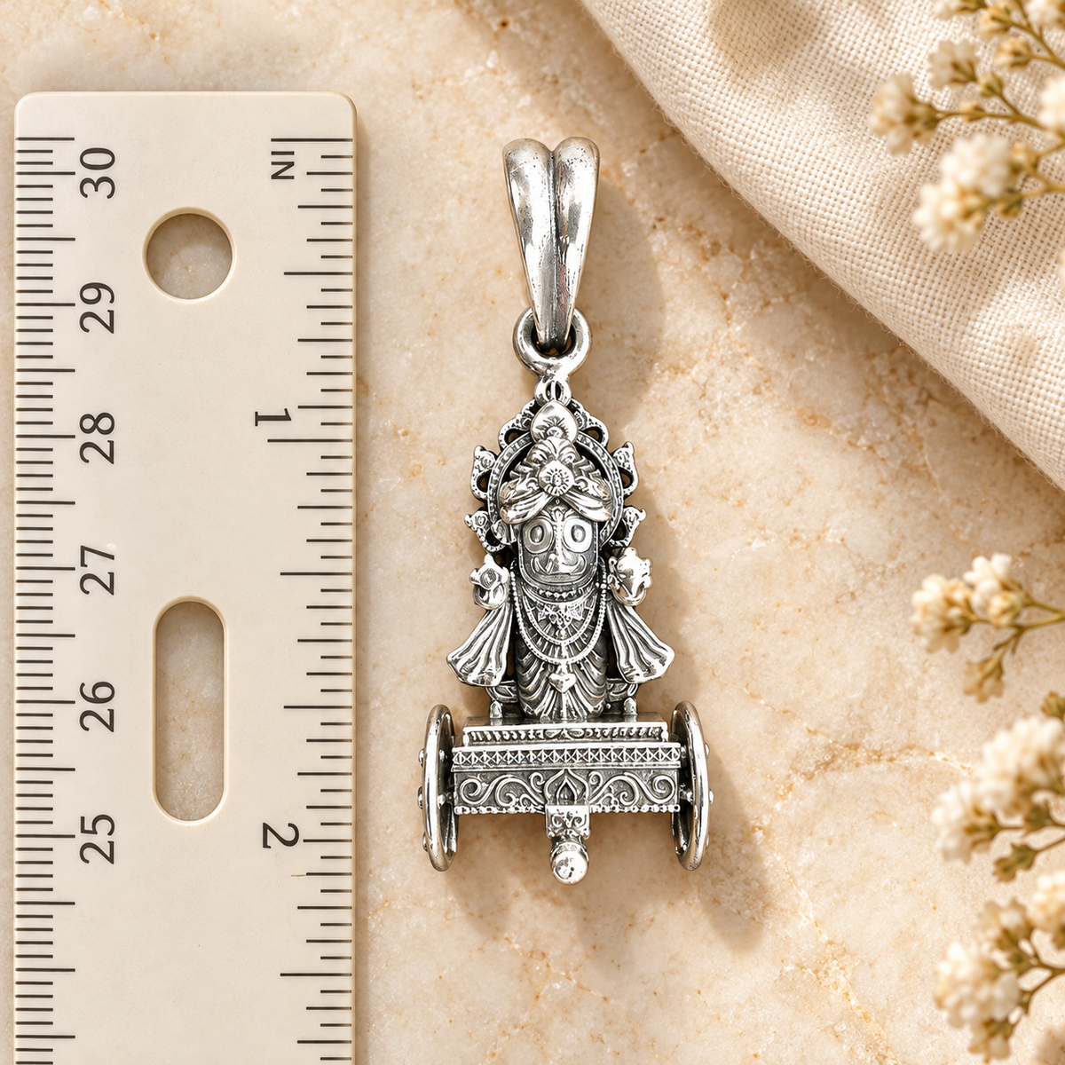925 Sterling Silver Lord Jagannath on Chariot Pendant